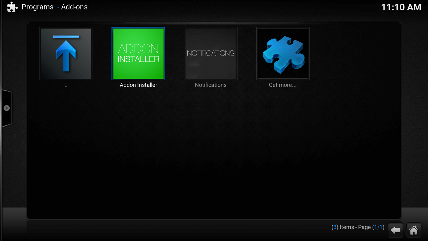 Add-ons screen