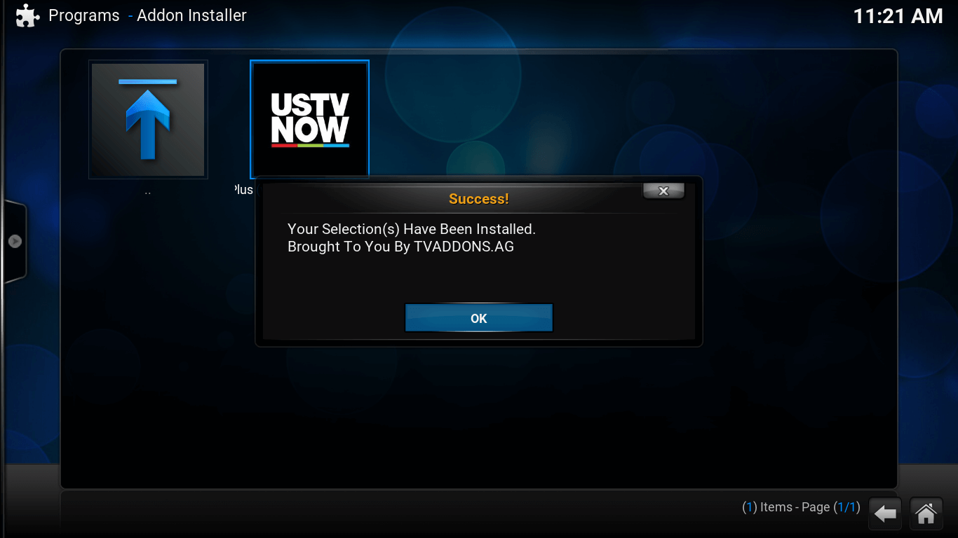 Success dialog box. OK.