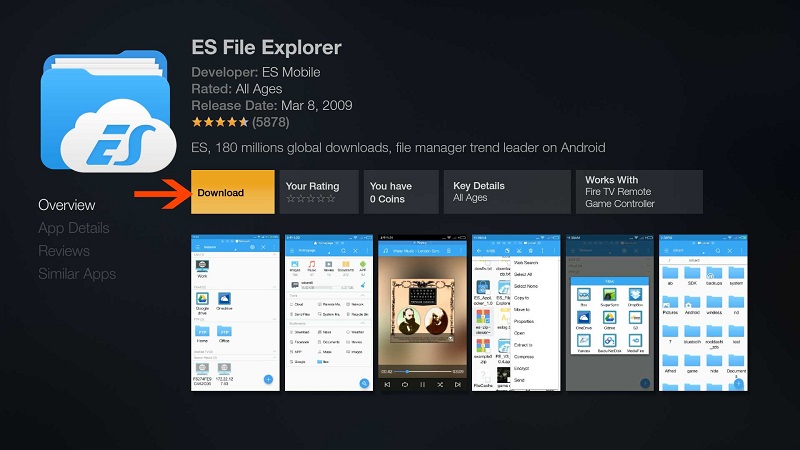 es file explorer will download on my firestick