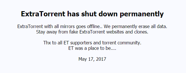 extra torrent shuts down